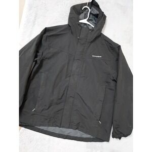 Grundens Jacket Mens XL Hooded Full Zip Rain Windbreaker Black Taped Seams Fish